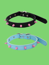 pastel pink leather choker (2color)