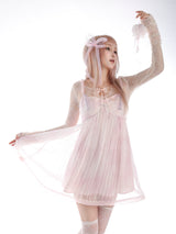 Rosé Island Jellyfish Series Sea Salt Jelly Dress Sheer Panel Lace Sweet Puffy Dress