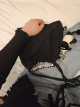 terazzo string pouch bag - black