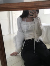 Lace Scarf Square Neck T