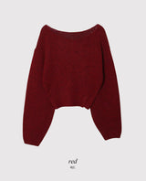 Boatneck One Shoulder Wool Crop Knit (6color)