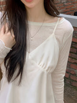 Boat Neck Wave Layered Wool T-Shirt (5color)