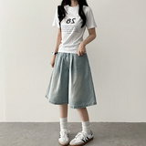 Meli Pintuck Denim Bermuda Shorts [Short & Long Selection*]