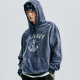 USN VTG DYEING HOODIE DUSTY NAVY