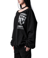 91 クレスト ピアシング ワンショルダー スウェットシャツ ブラック