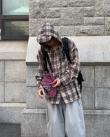 Kits hoodie check shirt (Navy)