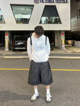 [Linen] カーペンダーバンディングバミューダパンツ