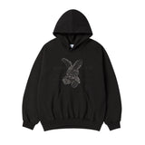 24FW LETTERING RABBIT HOODIE BLACK