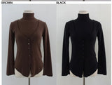 ANGORA HIGH NECK SLEEVELESS TOP CARDIGAN SET (5COLORS!)