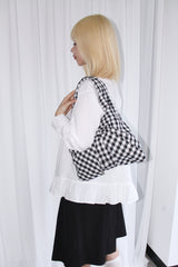 check ribbon shoulder bag