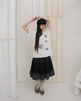 TEA CUP CROCHET T-SHIRT / WHITE