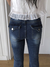 Bev Flip Pocket Bootcut Washing Denim Pants