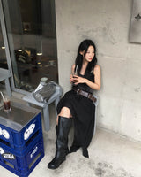 ウォッシングレザーバックルロングブーツ