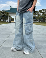 Logan Denim Cargo Pants(Light Blue)
