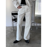 [Unisex] Dirty white wide flare pants