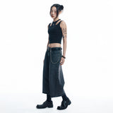 Cut-off Capri Denim Pants - BLACK