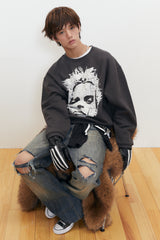 Vintage Bigface Crop Sweatshirt (Charcoal)