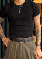 Ribbed Muscle Fit Short Sleeve Tee 3COLOR