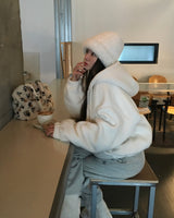 [BELLIDE MADE] Puppy, two-way bore fleece zip-up hoodie