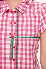 Lub-Dub Button Up Baby Shirt (Pink)