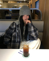 [ORIGINAL] Plain Hooded Check Shirt