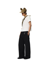 6CRAYON Rigid Coating Straight Black Pants with Side Pleats