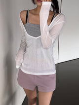 City Girl Sheer Deep V-Neck Knit Top 8color