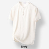 ネビショルダースナップヘンリーネックショートスリーブTシャツ