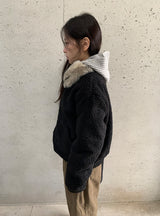 Sanpori Quilted Boucle Fur Collar Short Jacket