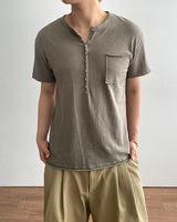 Pochi Slub Henley Neck Short Sleeve T