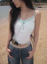 Roger Layered Lace Color Matching Mesh Sleeveless