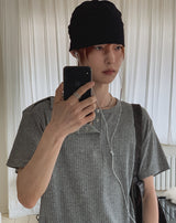 ネビショルダースナップヘンリーネックショートスリーブTシャツ