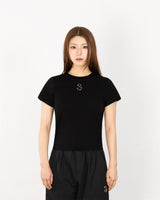 W Chest Logo Crop Short Sleeve Black
