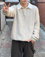 Popping collar knit (Gray)