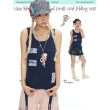BETWEENANDxOliwa Summer haze blue key-shaped bead accent top – a layered, strapless women’s tank top