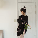 Deli rabbit string bag (black_pink)
