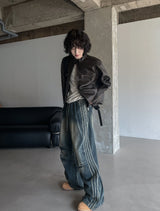 Bleed Washed Leather Biker Jacket