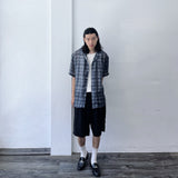Mist Plaid Open-Collar Shirt