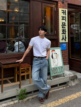 If semi-wide denim pants