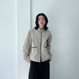 Waffle Knit Double-Zip Button Detail Hooded Jacket