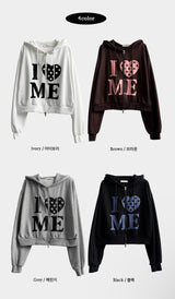 Love Me Dot Heart Two-Way Hooded Zip-Up