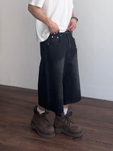 Plain Washed Bermuda Denim (2color) (No.961)