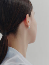 26SS★ Champagne Moon Silver Goutte Glint Earrings XS