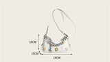 Color Flower Baguette Crossbody Bag