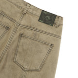 [ULKIN] Cross Raw Edge Denim Pants_Dusty Yellow