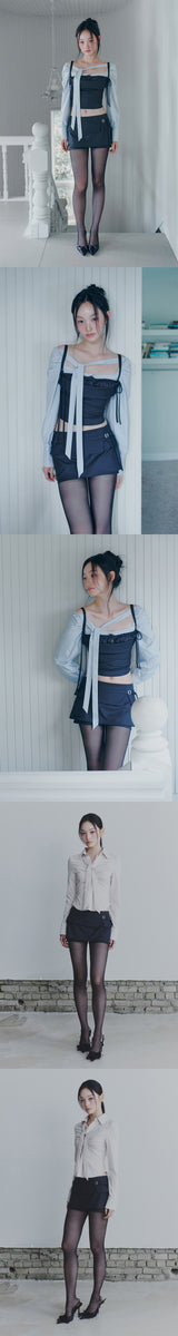 HEART BELTED MINI SKIRT charcoal