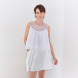 Swan Embroidered A Line Blouse _ White