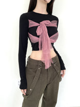 1101. シフォンリボンクロップT