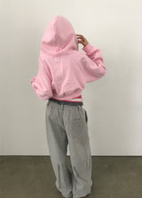 [FLEECE]クリスタルドットクロップドフードジップアップ