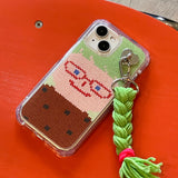 スマイリーフェイスハードジェルケース -  VER.2 (+HAIR KEYRING SET) - グリーン